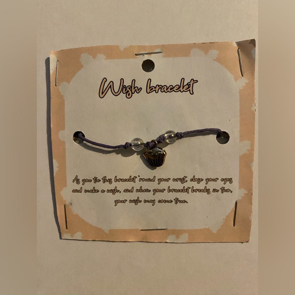 Cupcake charm wish bracelet HANDMADE